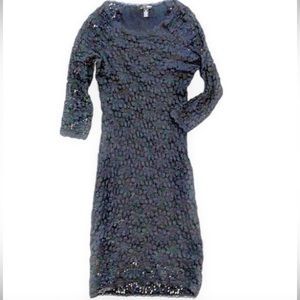 FLORAL LACE BODYCON DRESS BLACK STRETCH FLORAL LONG SLEEVE